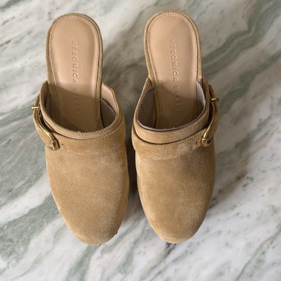 Brand new Veronica beard tan suede and wood clogs - Picture 3 of 6